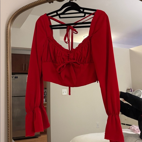 Tiger Mist Scarlet Tie-Front Blouse - Picture 1 of 7